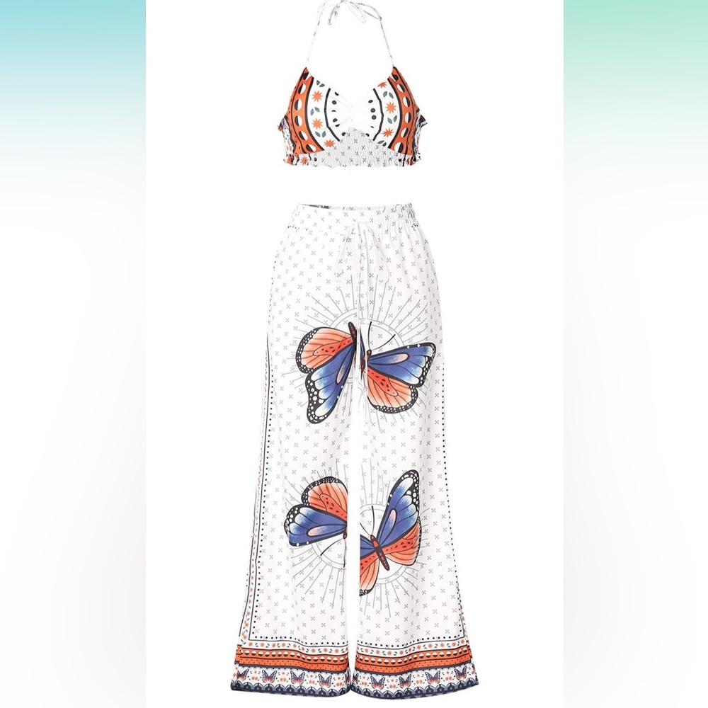 Chicme Bohemian two piece high waisted Palazzo Pants and Bra Top - Picture 15 of 16